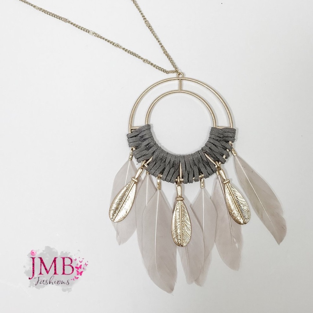 NEW Gray & Golf Dreamcatcher Necklace, Nella